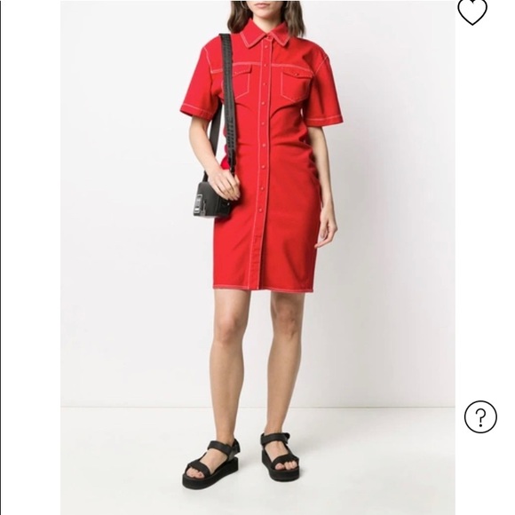 NWT Off white red denim dress 36 - Picture 7 of 11